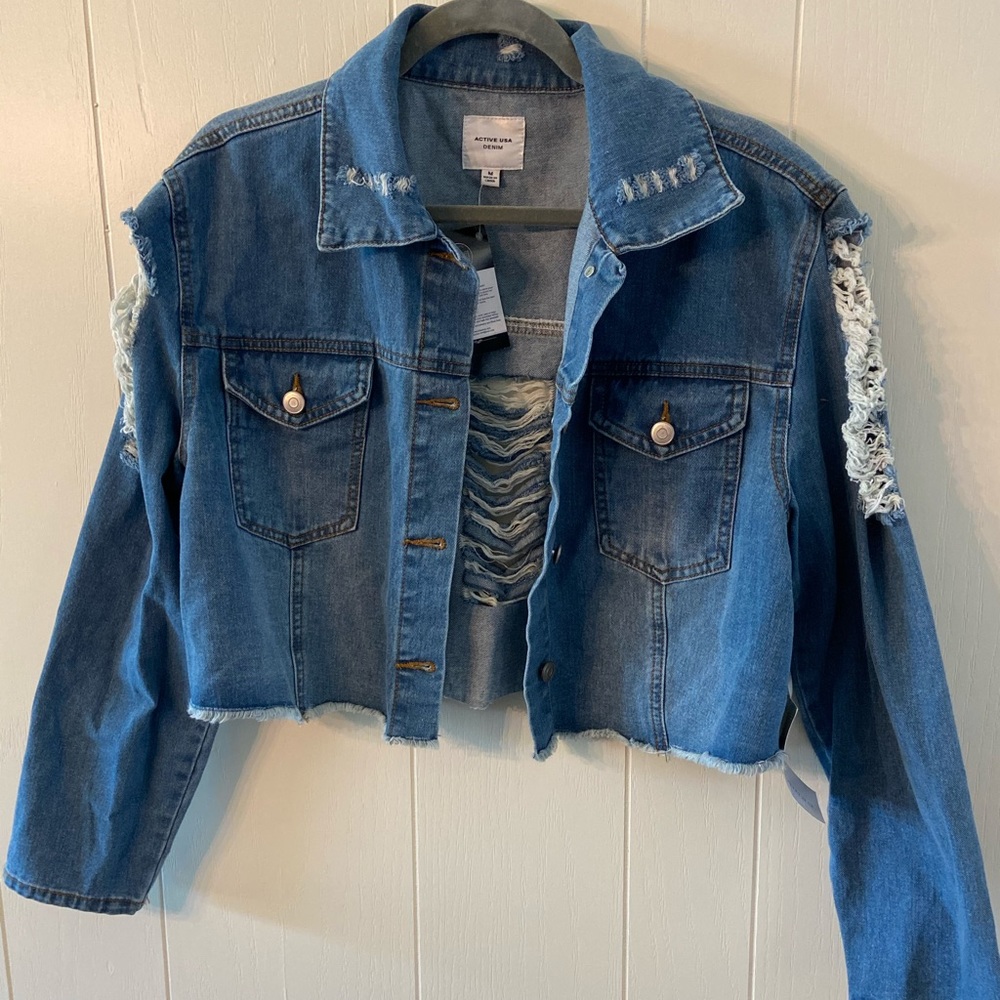 Cropped denim jean jacket